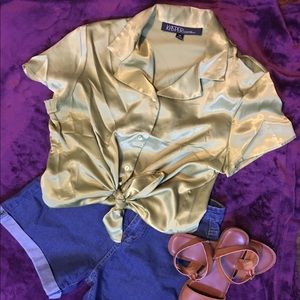 Olive Green Silky Button-Up💚